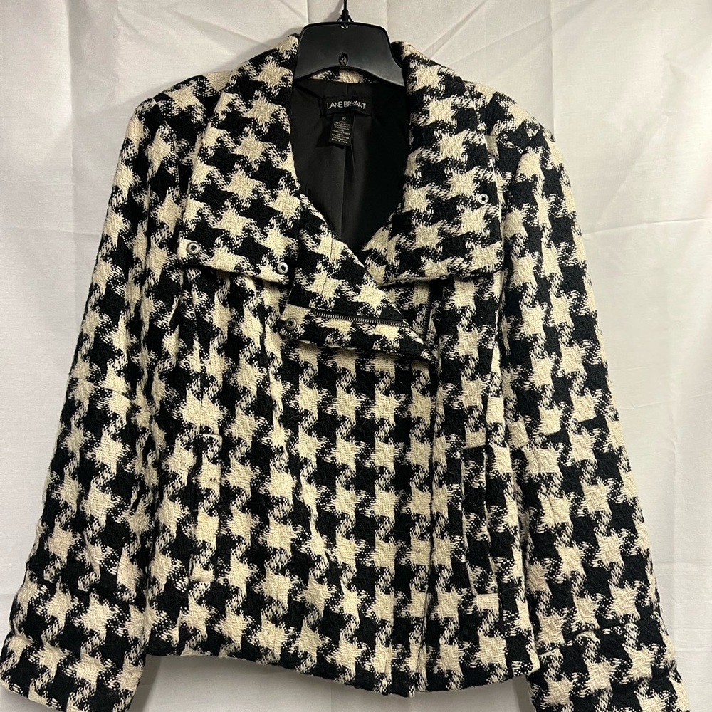 Lane Bryant Black and White Houndstooth Blazer